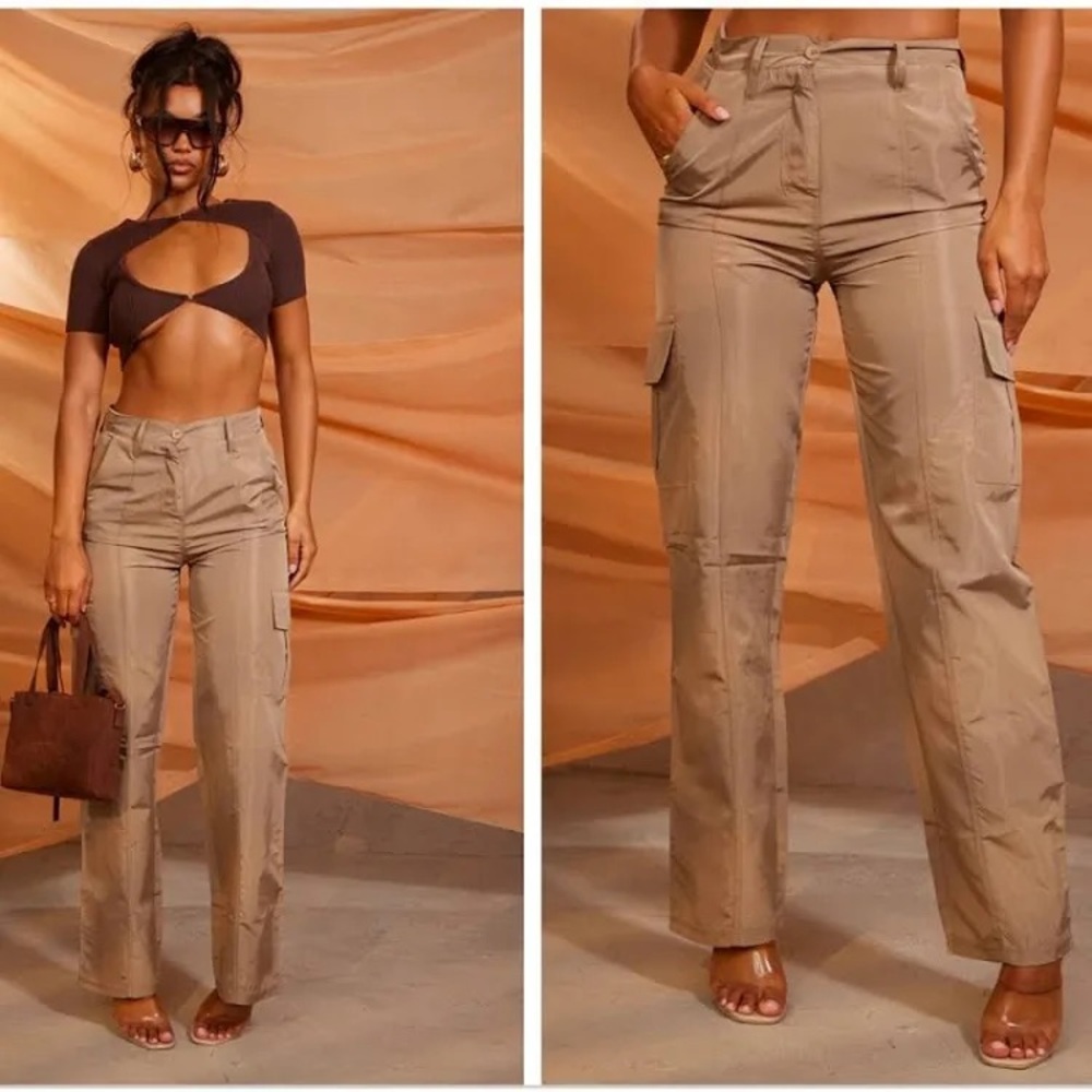 PrettyLittleThing Mocha Lightweight Pocket Cargo Trousers